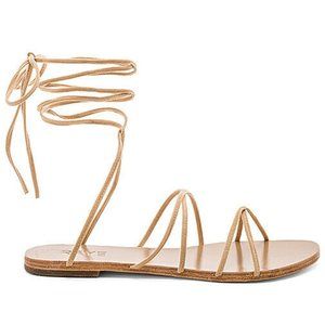 Raye Revolve Tan Leather Collette Wrap Up Sandal